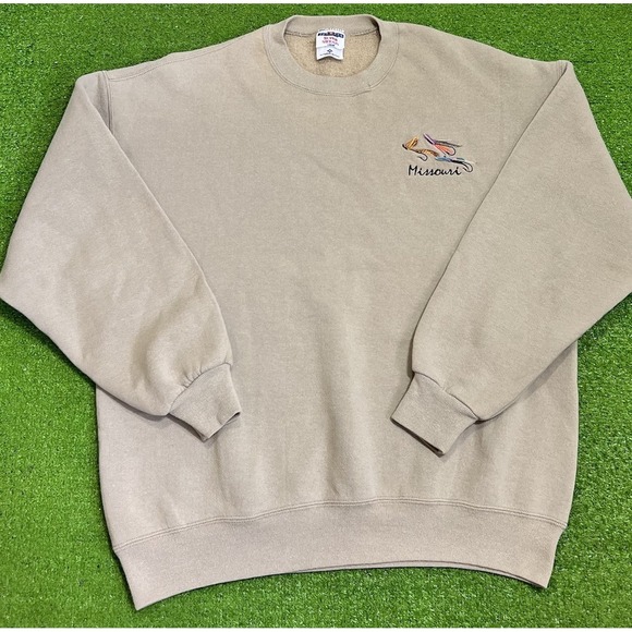 Jerzees Other - Vintage Fly Fishing Sweatshirt XL 90s Heavyweight‎ Crewneck Fishing Lures EUC